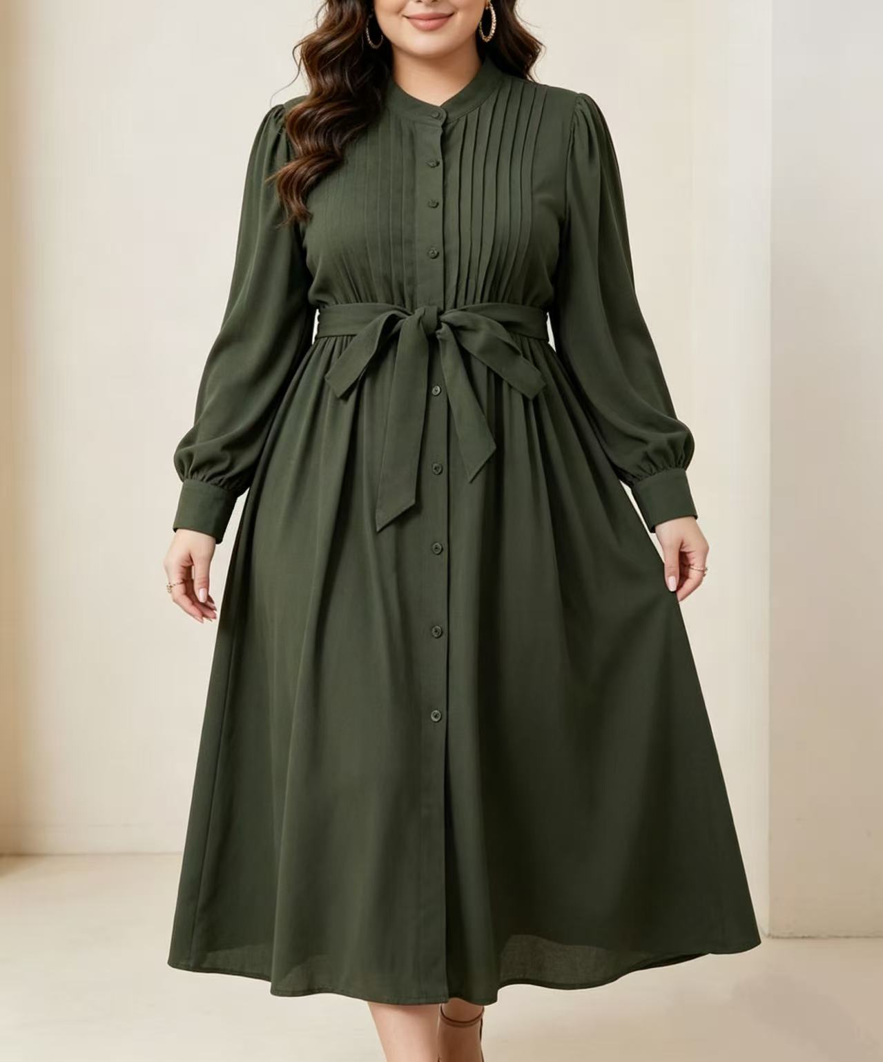 Corset Waist Cinch - Vestido maxi feminino plus size verde